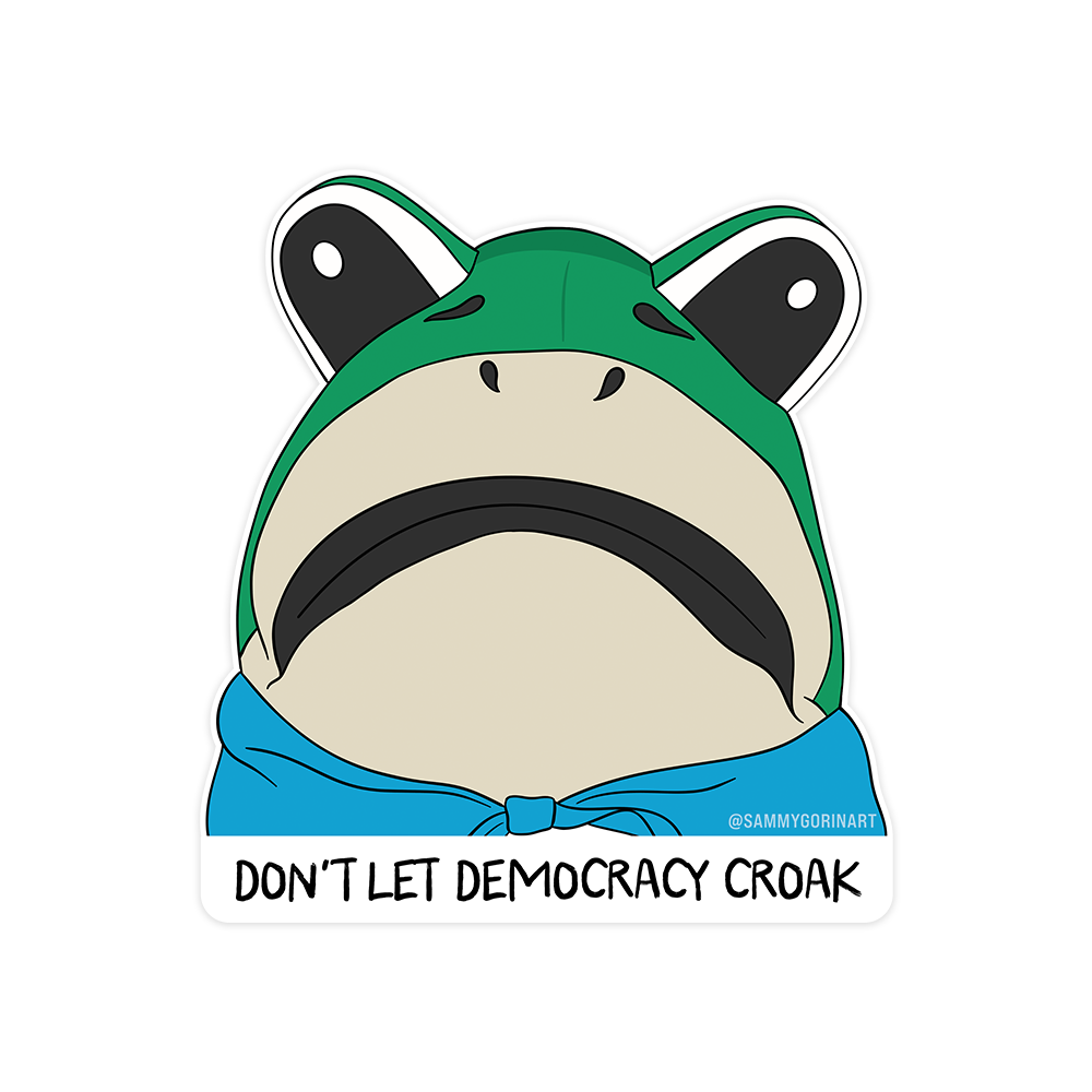Don't Let Democracy Croak Inflatable Frog Protest Sticker