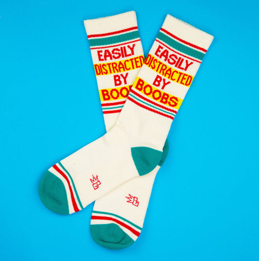 Easily Distracted By Boobs Retro Crew Socks