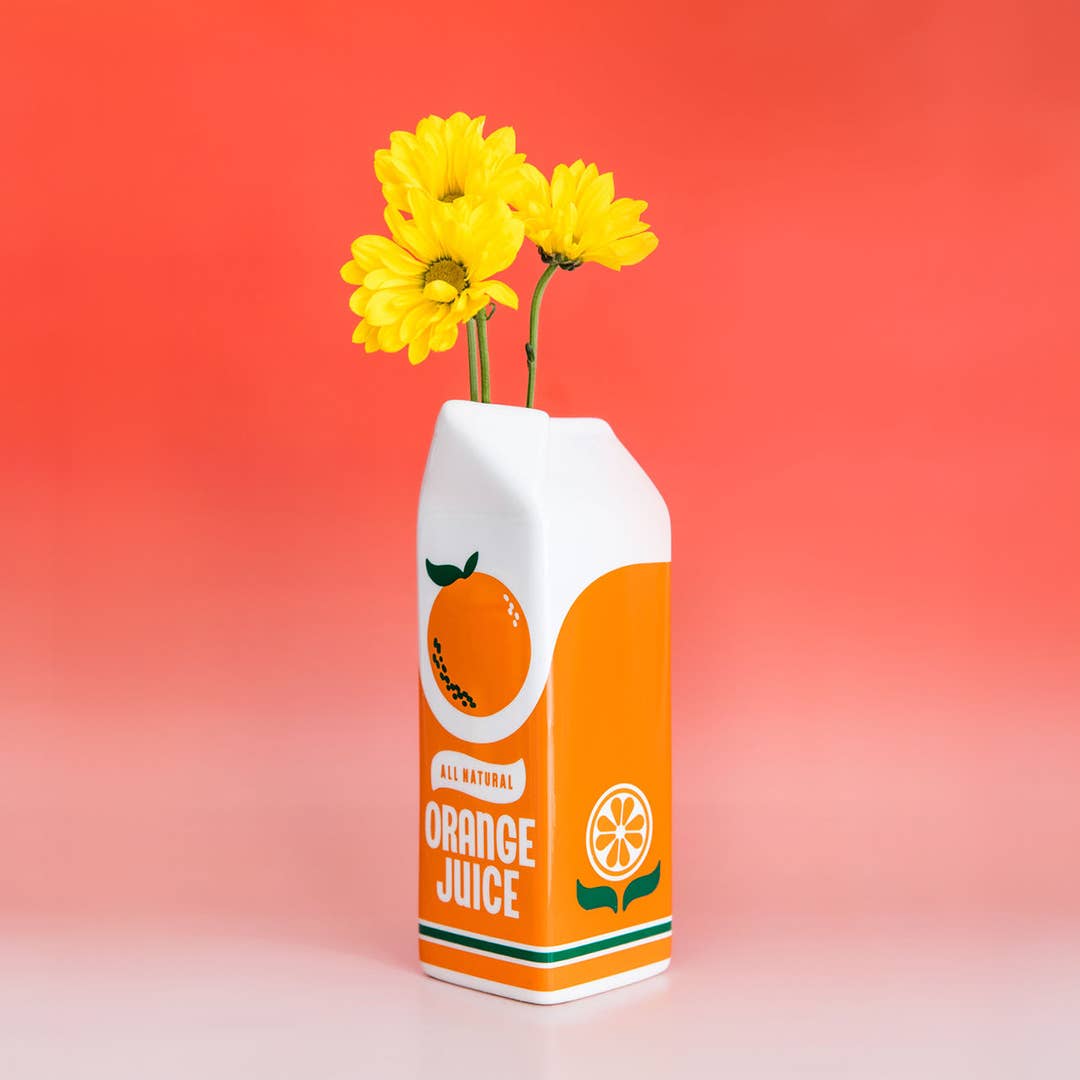 Orange Juice Carton Vase