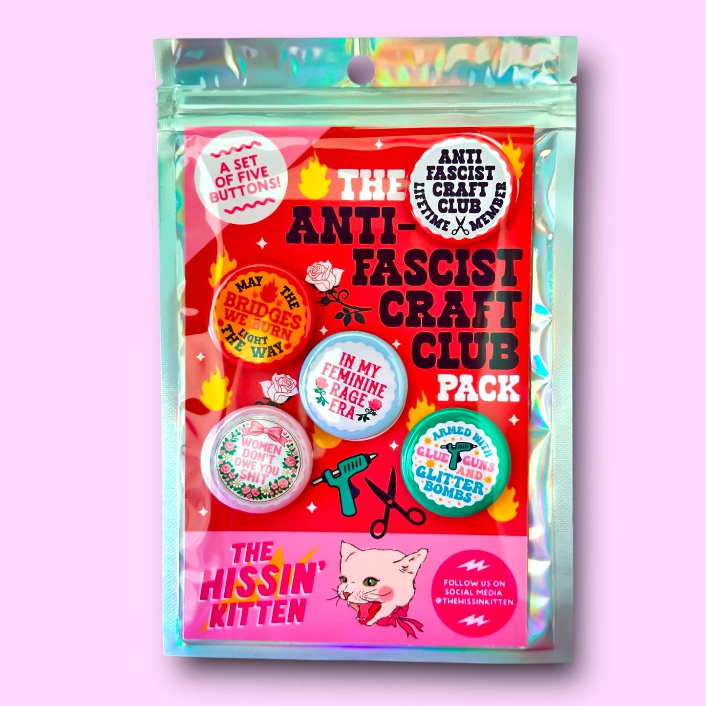 The Anti-Fascist Craft Club Button Pack