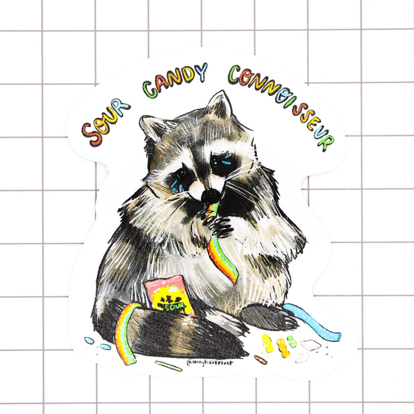 Sour Candy Connoisseur Raccoon Sticker