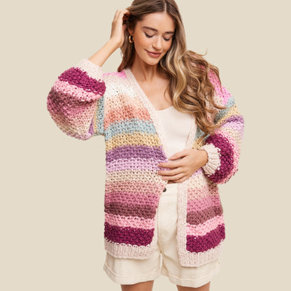 Leona Crochet Cardigan: Rosy
