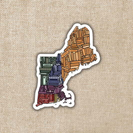 New England Book Map Sticker