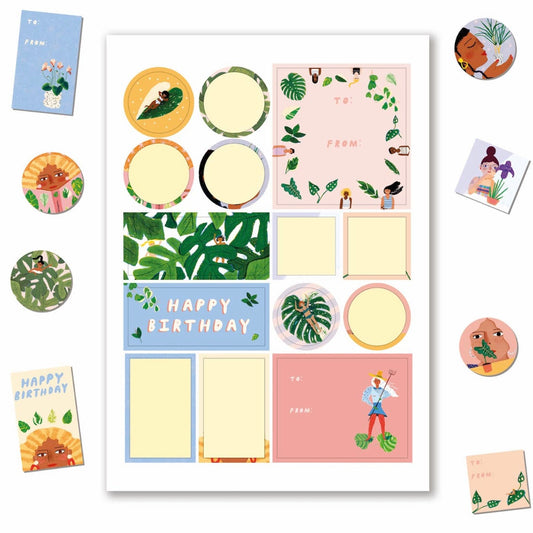 House Plants Gift Label Sticker Set