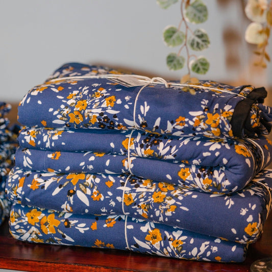 blue floral handmade soft blanket