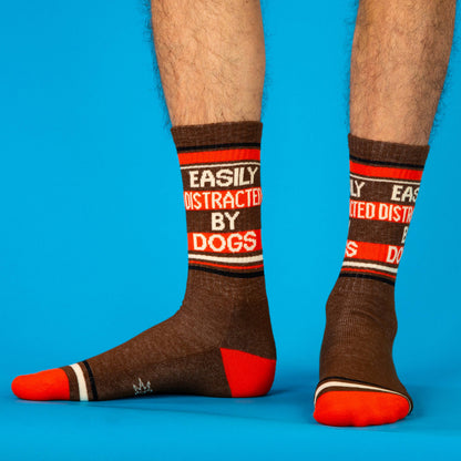 Easily Distracted By Dogs Retro Crew Socks