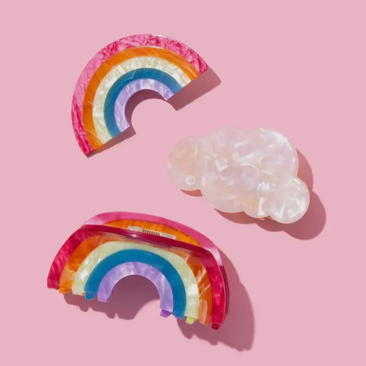 Rainbow and Cloud Hair Clip Set