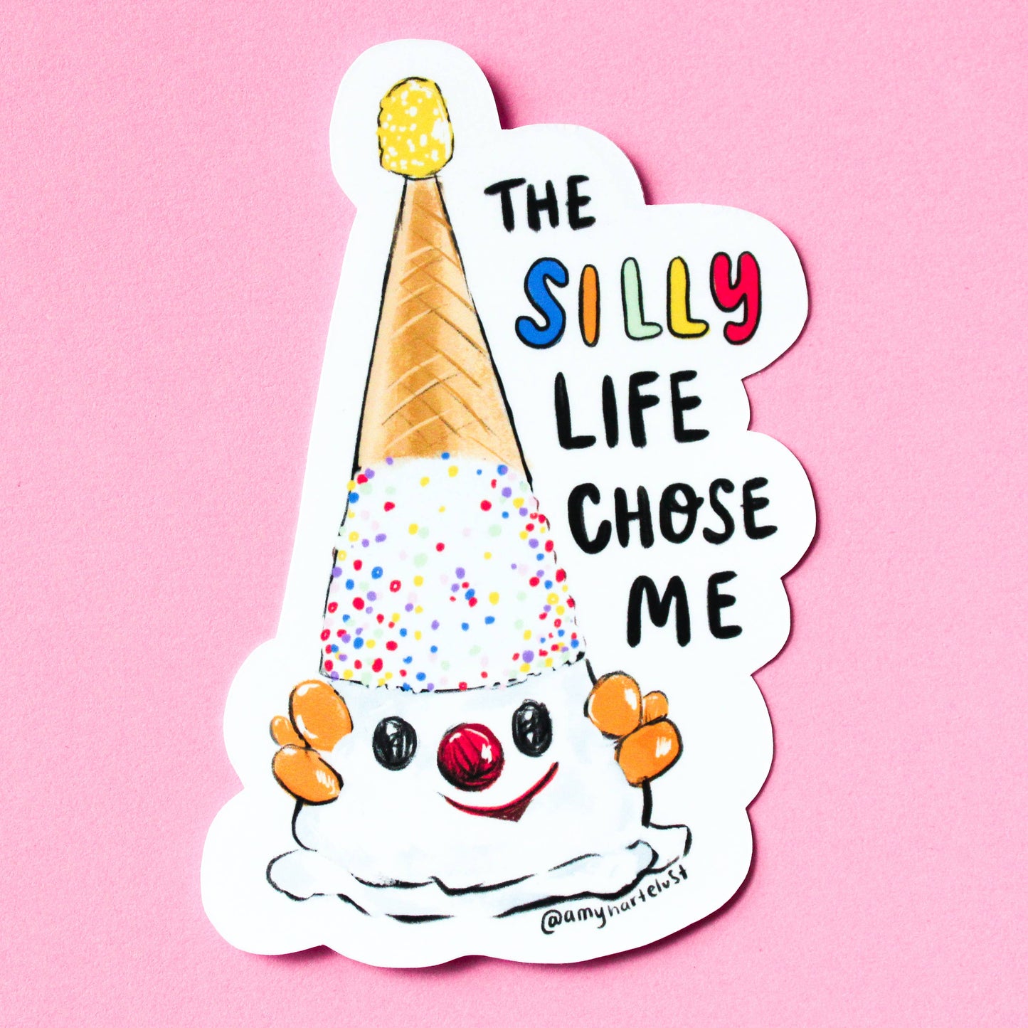 Silly Clown Cone Sticker