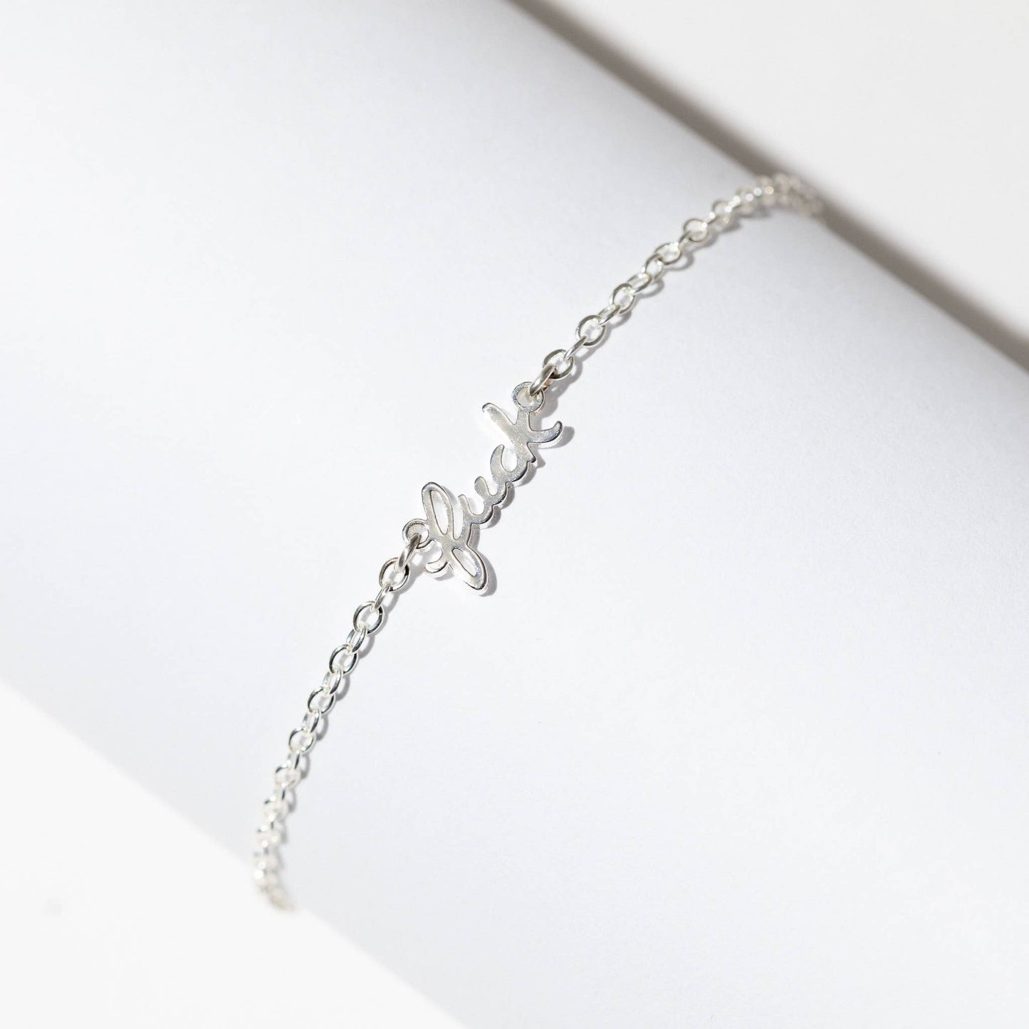 Fuck Script Bracelet (Sterling Silver Plated)