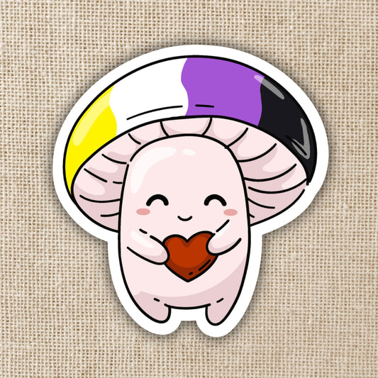 Nonbinary Pride Flag Mushroom Sticker