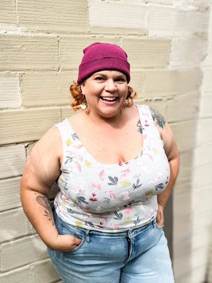 Plus Size Reversible Crop Top: Axolotl / Blush Pink