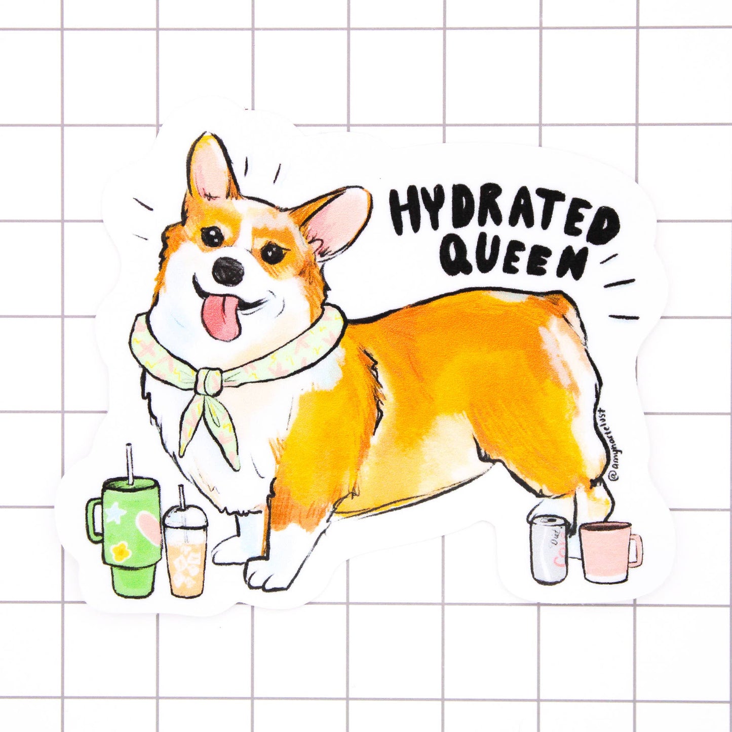 Hydrated Queen Corgi Sticker