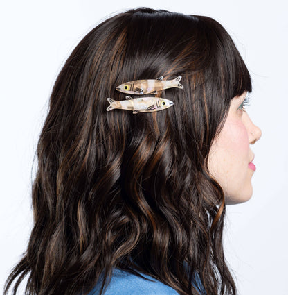 Gold Sardine Alligator Hair Clip Set