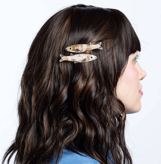 Gold Sardine Alligator Hair Clip Set