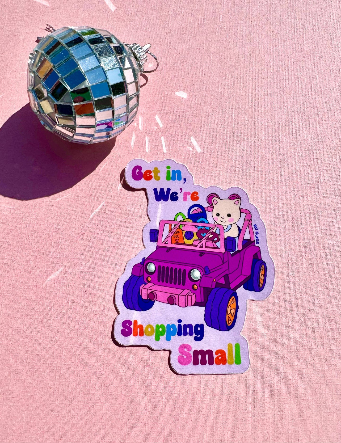 Get in We’re Shopping Small Cat Sticker