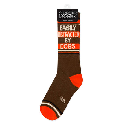 Easily Distracted By Dogs Retro Crew Socks