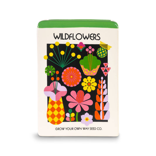 Wildflower Seed Packet Ceramic Vase