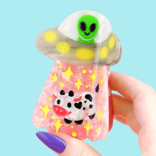 Alien UFO Cow Claw Clip