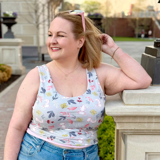 Plus Size Reversible Crop Top: Axolotl / Blush Pink