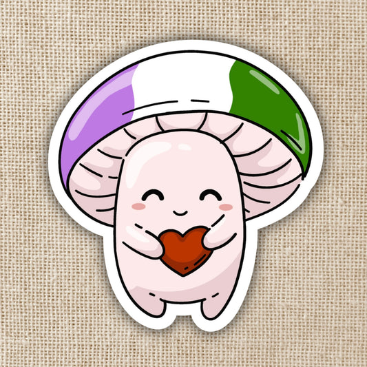 Gender Queer Pride Flag Mushroom Sticker