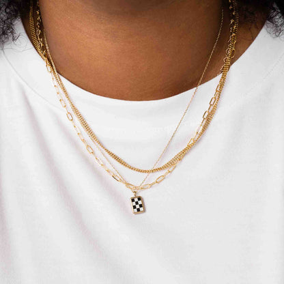 Black and White Checkerboard Necklace