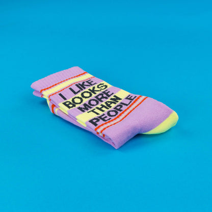 I Like Books More Than People Retro Crew Socks