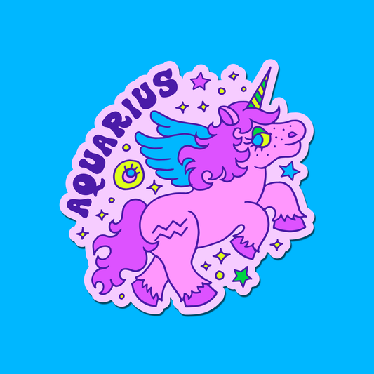 Astrology Unicorn Sticker: Aquarius