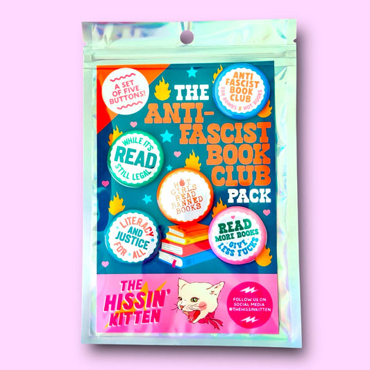 The Anti-Fascist Book Club Button Pack