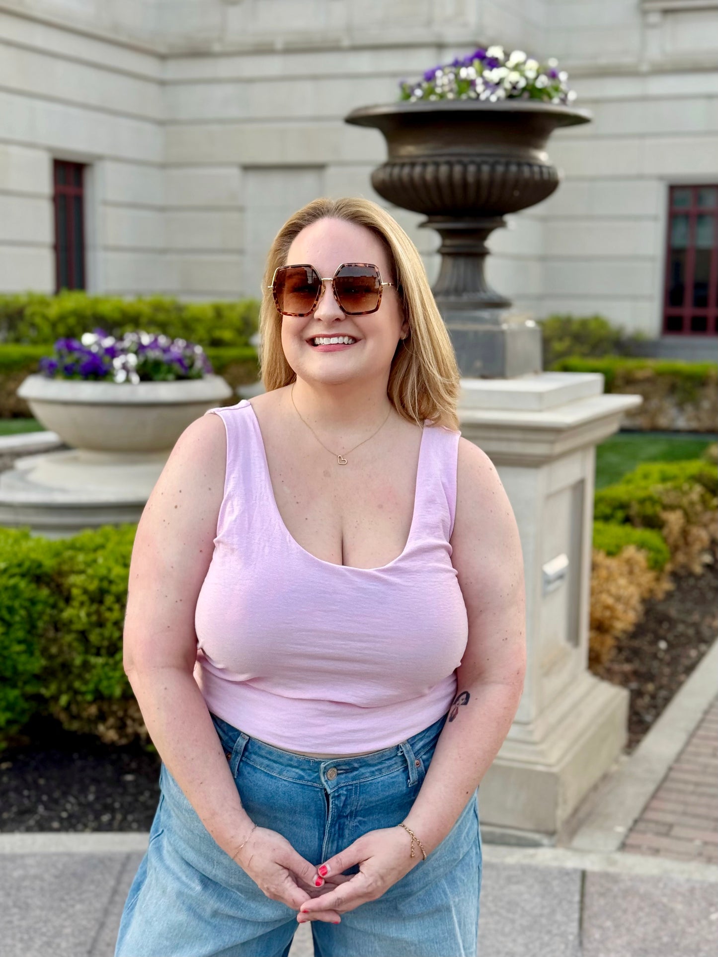 Plus Size Reversible Crop Top: Axolotl / Blush Pink