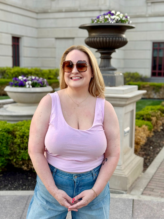 Plus Size Reversible Crop Top: Axolotl / Blush Pink