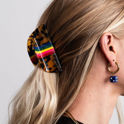 Tortoise Rainbow Hair Claw (Large)