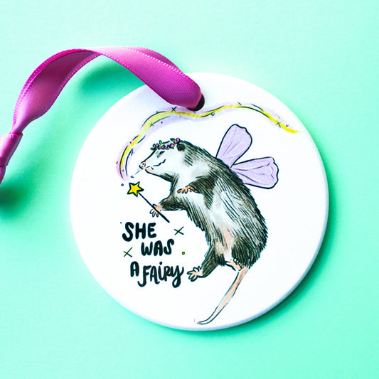 Fairy Possum Ceramic Ornament
