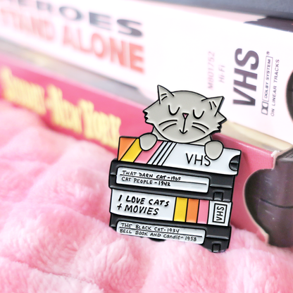 Cats and Movies Enamel Pin