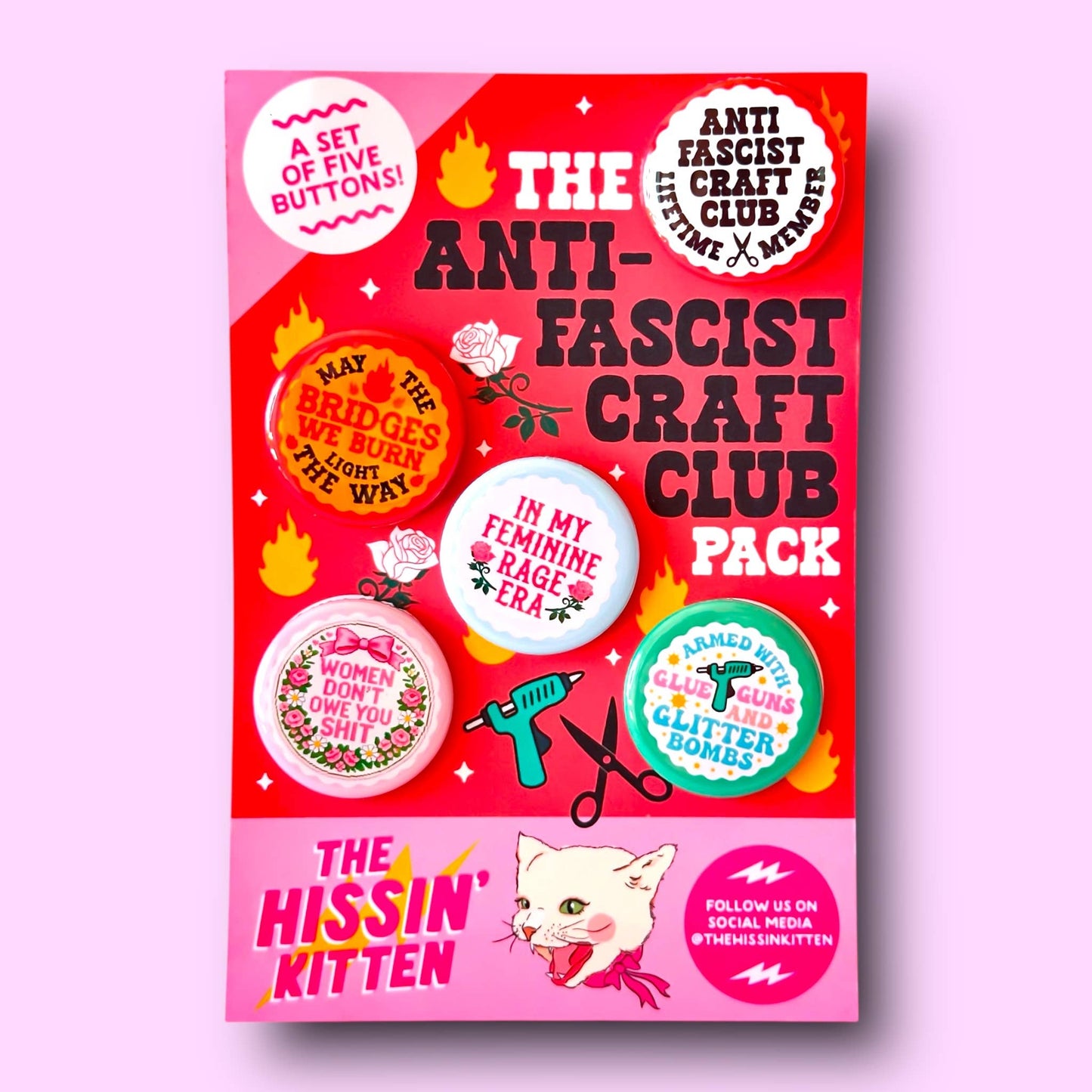 The Anti-Fascist Craft Club Button Pack