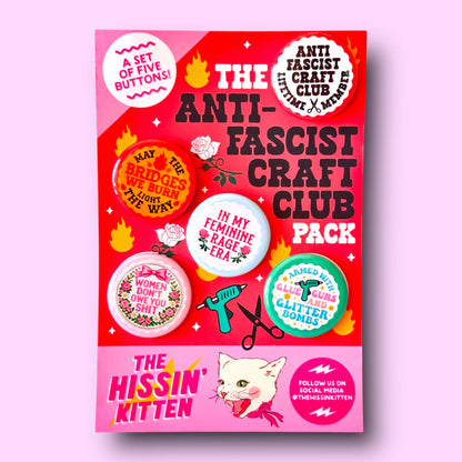 The Anti-Fascist Craft Club Button Pack