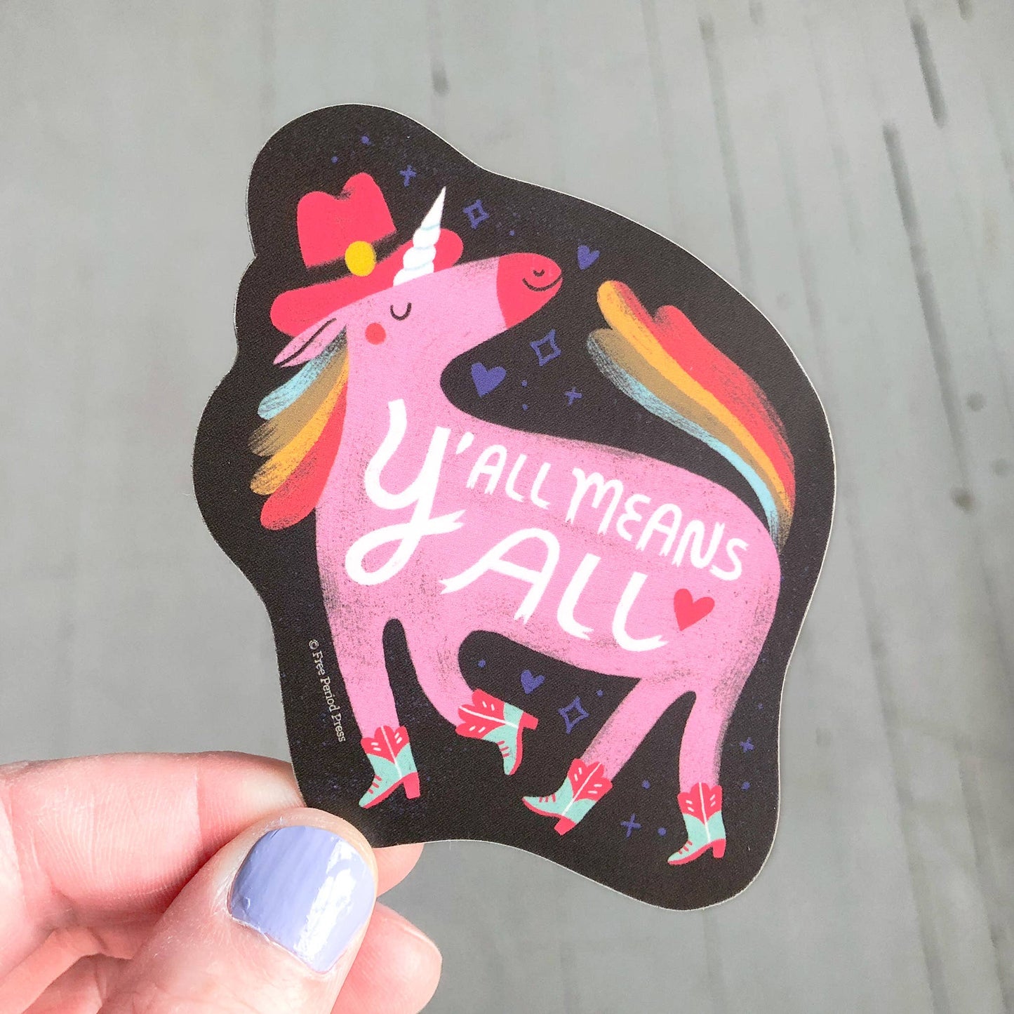 Y'all Means All Rainbow Unicorn Sticker