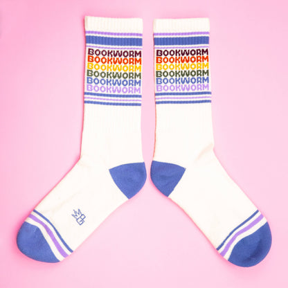 Bookworm Vintage Rainbow Gym Crew Socks