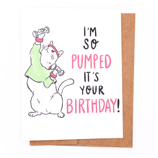 Gym Cat Birthday Card