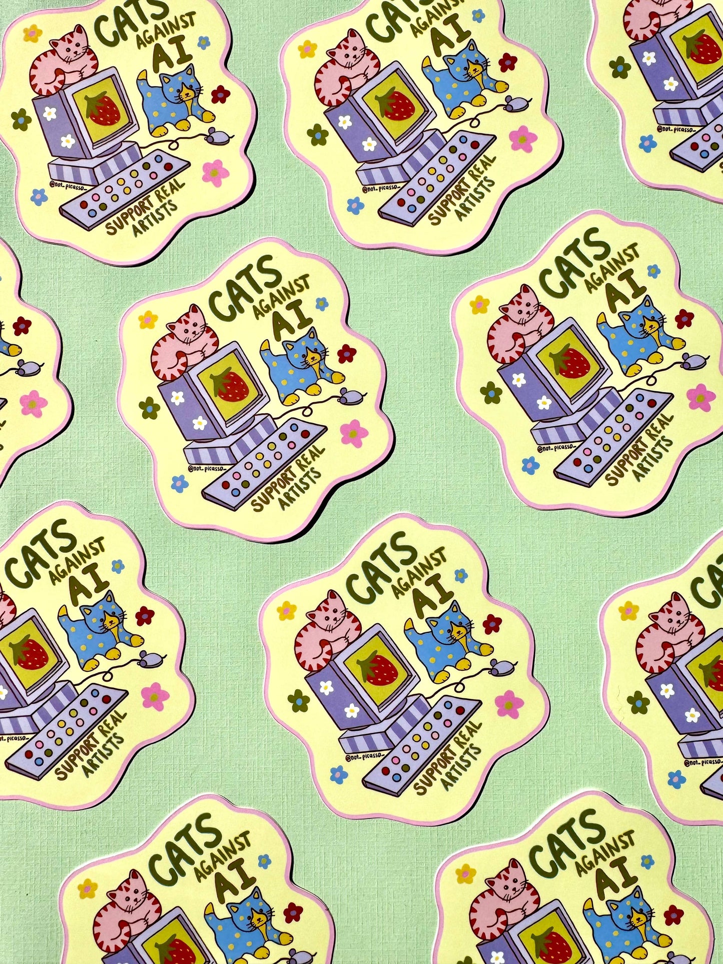 Cats Against AI, Support Real Artists Sticker