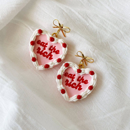 Eat The Rich Heart Cake Earrings