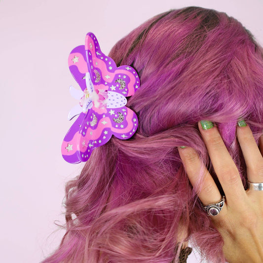 Purple Pastel Moth Claw Clip