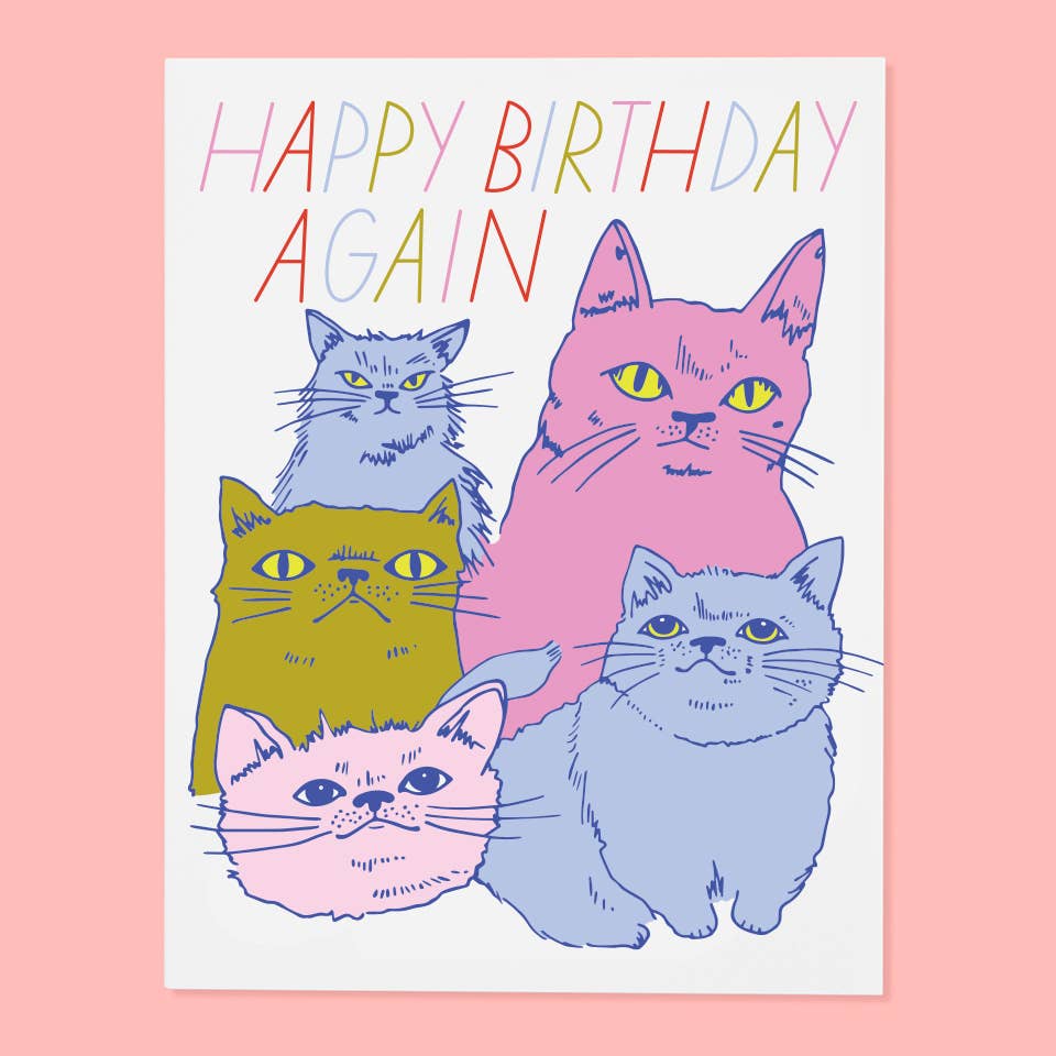 Happy Birthday Again Cats Card