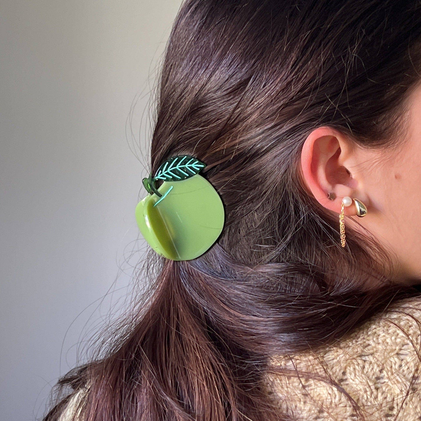 Apple Hair Claw Clip