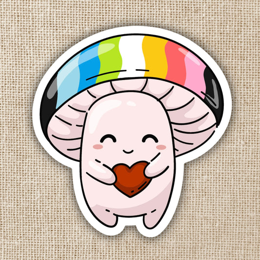 Queer Pride Flag Mushroom Sticker