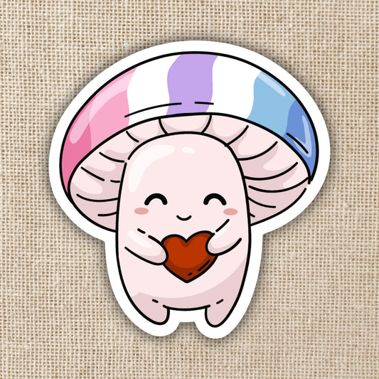 Bigender Pride Flag Mushroom Sticker