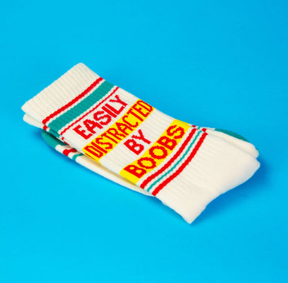 Easily Distracted By Boobs Retro Crew Socks
