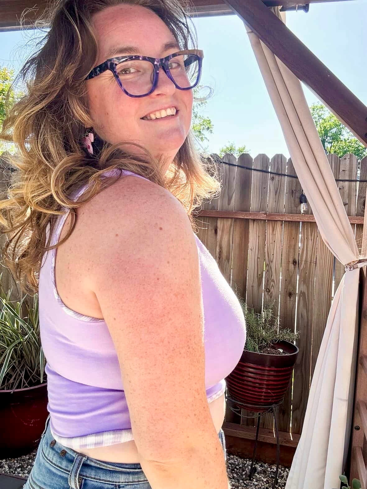 Plus Size Reversible Crop Top: Gingham / Purple