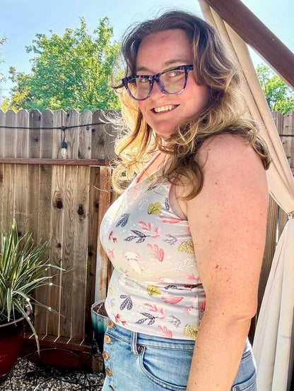 Plus Size Reversible Crop Top: Axolotl / Blush Pink