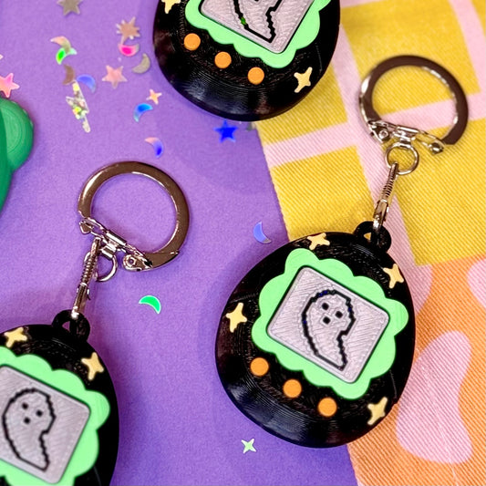 Digital Pet Ghostie Fidget Clicker Keychain