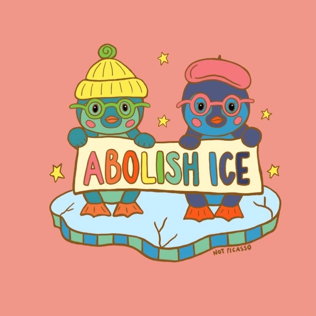 Abolish ICE Rainbow Penguins Sticker